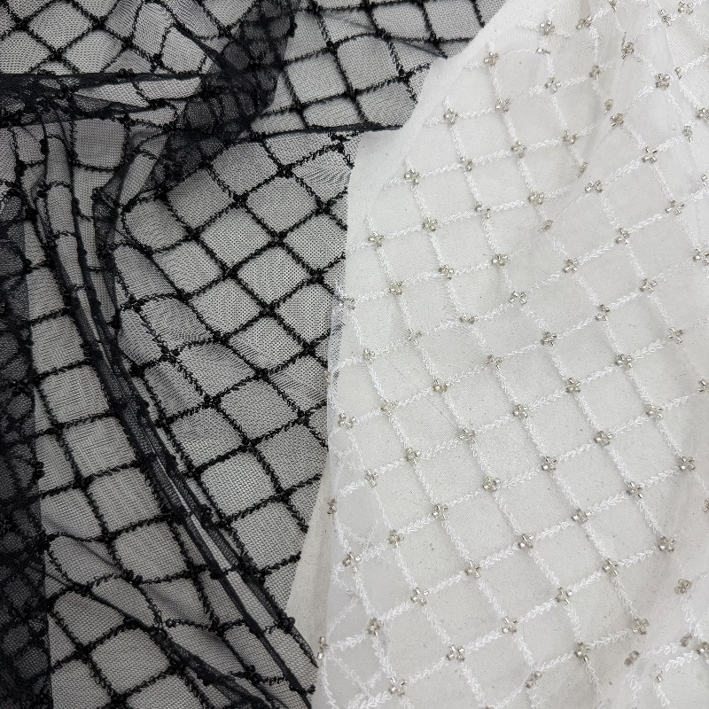 Crystal Mesh Fabric - Ткань из сетки с вышивкой бисером