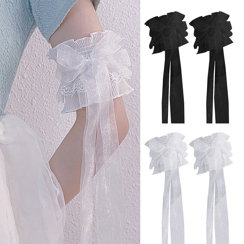 Lace Ribbon Trim - Нарукавники с бантом на руку эластичные