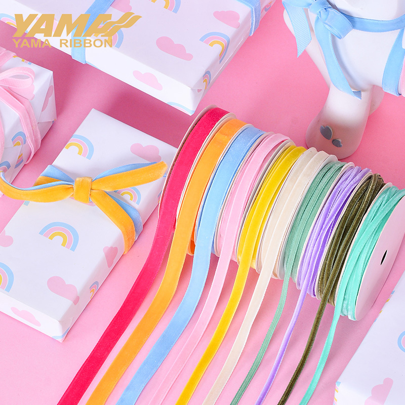 Velvet Ribbon Roll - YAMA-Монохромная бархатная лента, свадебные поделки, аксессуары