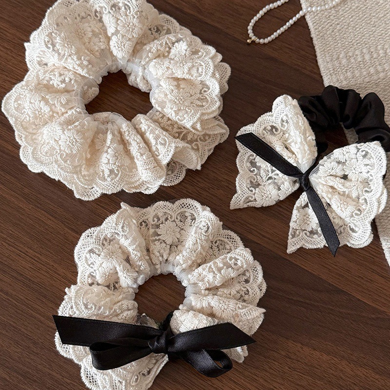 Lace Ribbon Trim - Французский ретро двухслойный бант, кружевная повязка