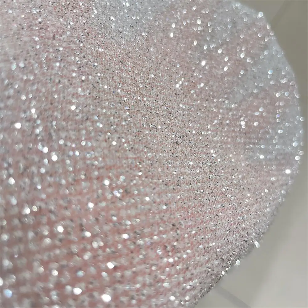 Crystal Mesh Fabric - Superdensity-Серебряная блестящая сетчатая пряжа, горячий алмазный
